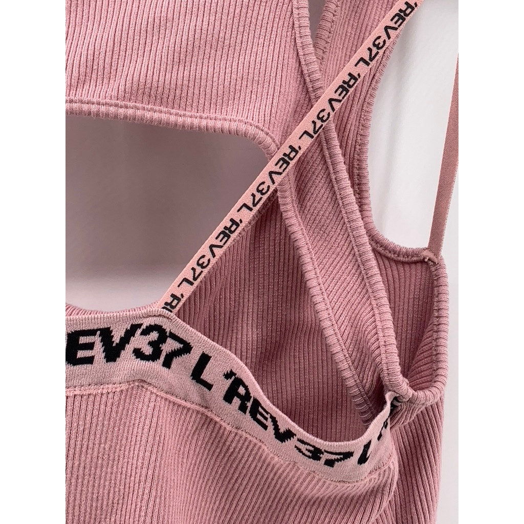 SANTE GRACE Women's Pink Ribbed Cutout Bodysuit SZ 1X