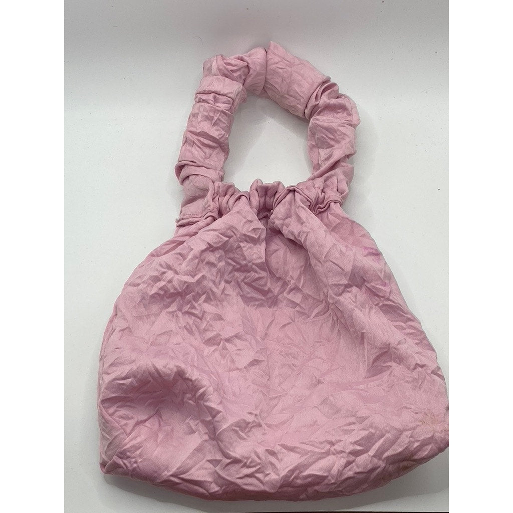 UNBRANDED Women’s Light Pink Ruched Gathered Faux-Suede Handbag SZ OS