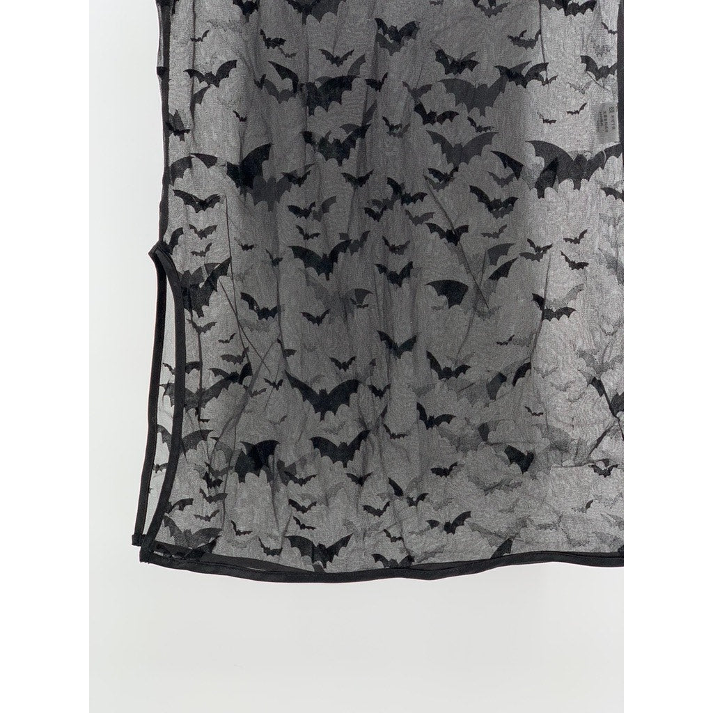 UNBRANDED Women's Black Sheer Bat Print Mock-Neck Sleeveless Top SZ OS