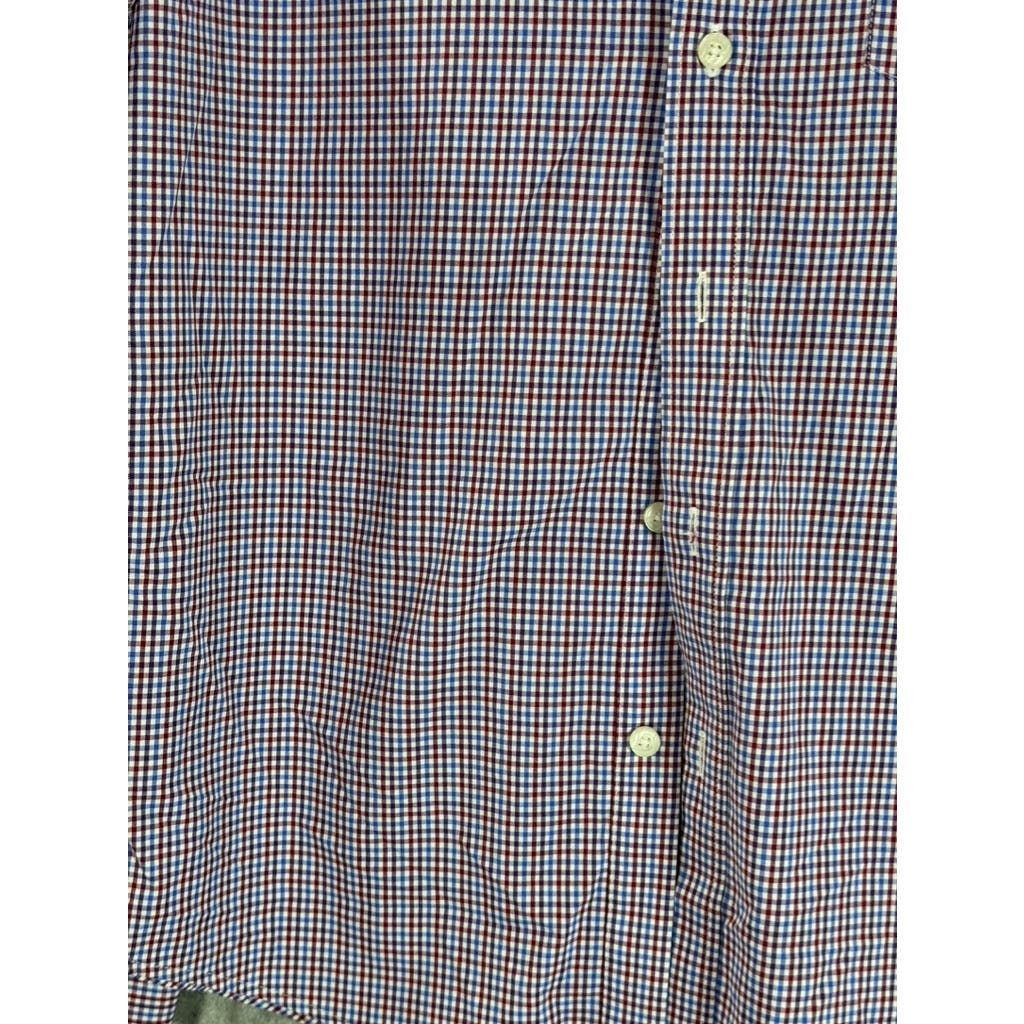 UNTUCKIT Men's Red Gingham Regular-Fit Lorimar Button-Up Long Sleeve Shirts SZ M