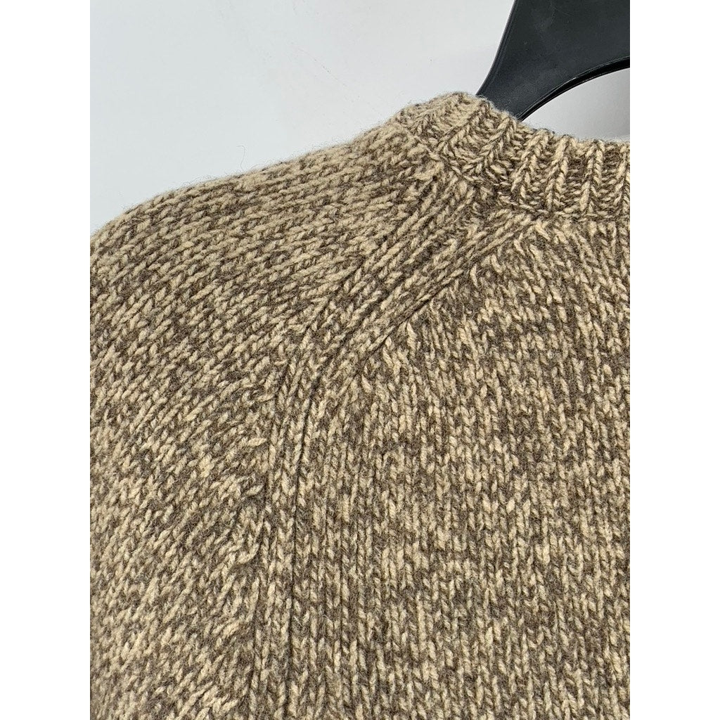 J.CREW Men's Tan Knit Lambs Wool Crewneck Long Sleeve Pullover Sweater SZ L