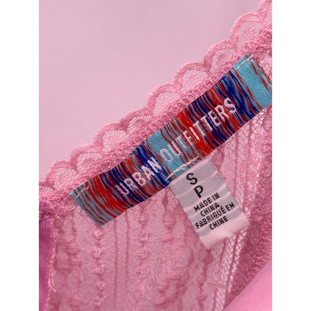 URBAN OUTFITTERS Women's Pink Roxie Lace Trim Short Sleeve Mini Dress SZ S