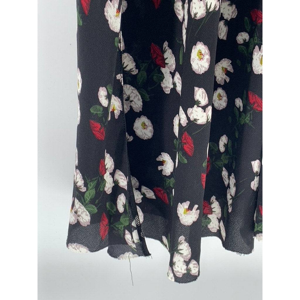 MISSGUIDED Women's Black Printed Cowl-Neck Side-Slit Midi Slip Dress SZ 2