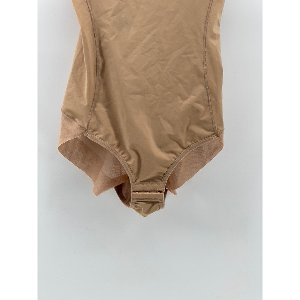 BORVOGUE Women's Tan Mesh Full-Coverage Underwire Padded Shaping Bodysuit SZ M
