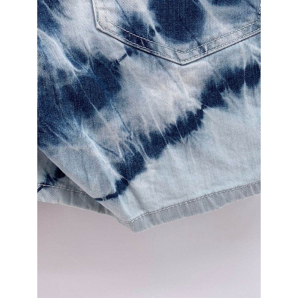 JUST JEANS Women's Blue-White Denim Tie-Dye Shorts SZ 9