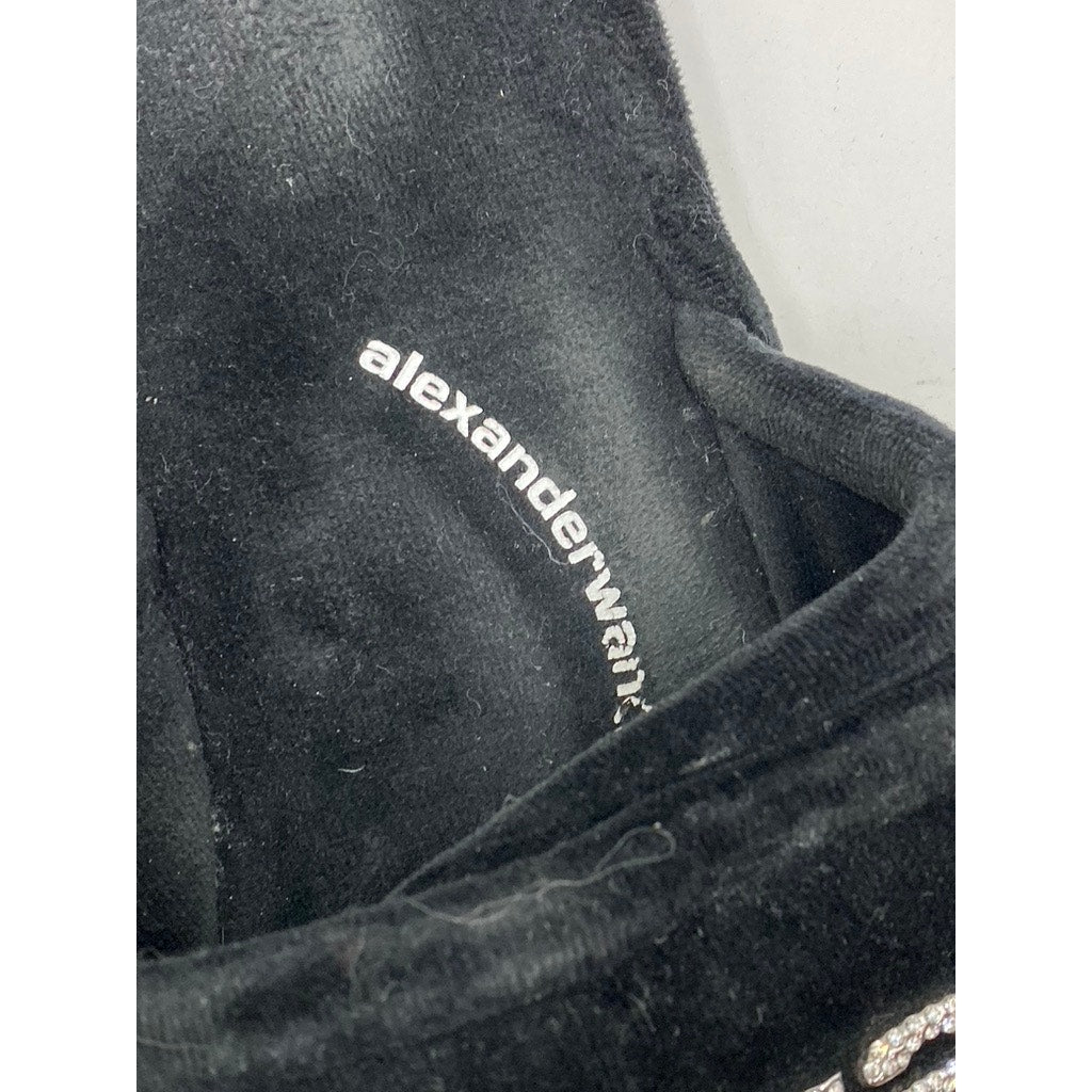 ALEXANDER WANG Women's Black-White Lana Padded Logo Slide Slippers SZ 41(US11)