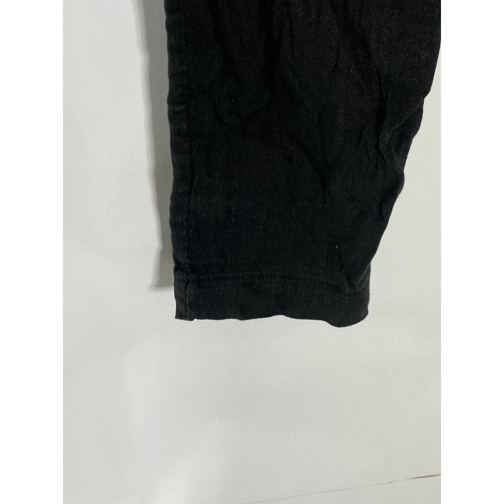 PINKYOTTO Women’s Black Solid Ruffle Waist Pull-On Jogger Pant SZ S