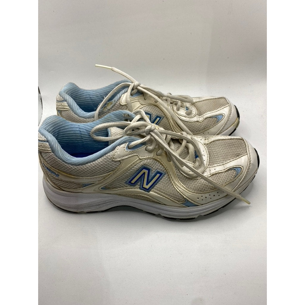 NEW BALANCE Women's White-Blue Mesh 494 Lace-Up Walking Sneakers SZ 6