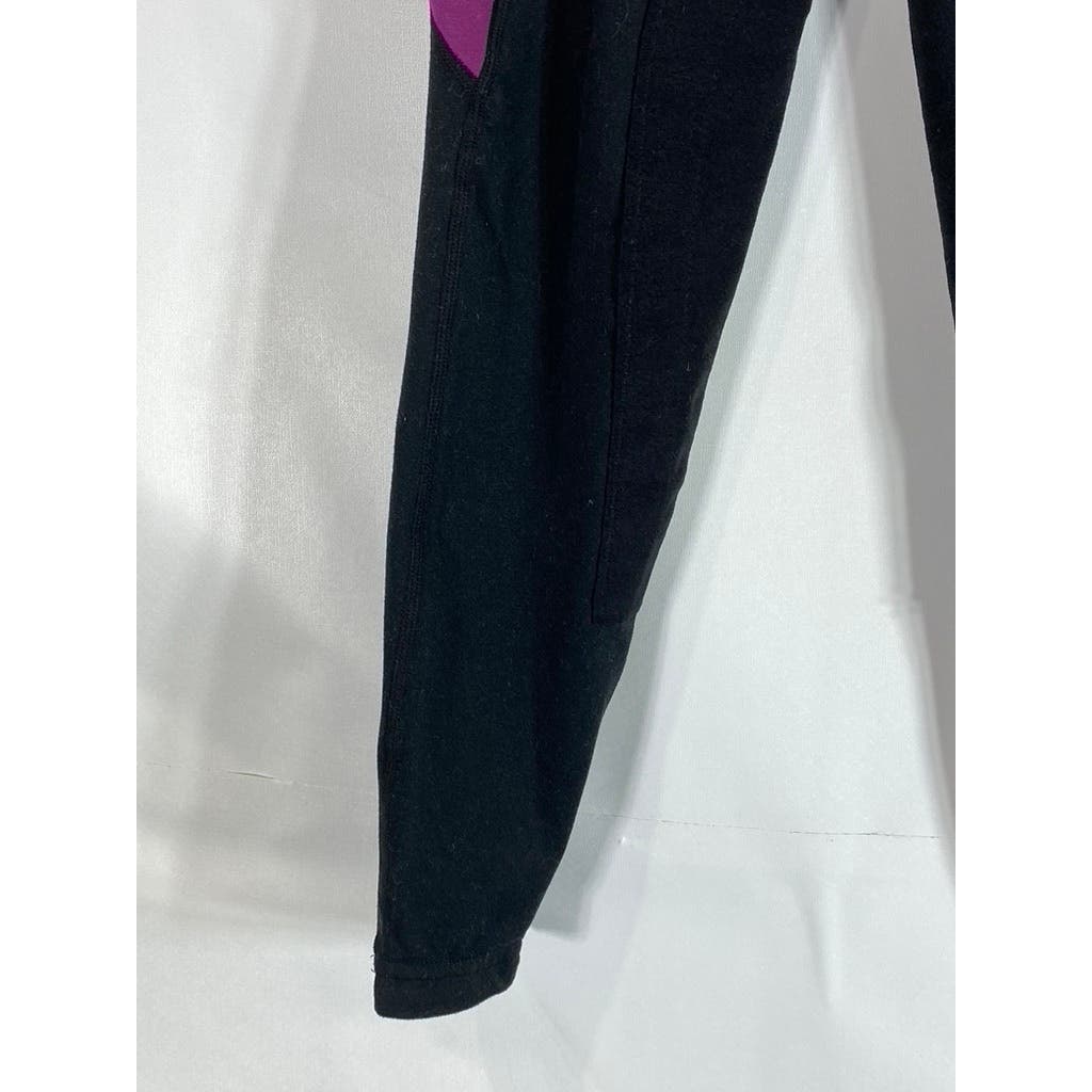 KERRITS Women's Black/Purple Colorblock Knee Patch Riding Pull-On Leggings SZ XS