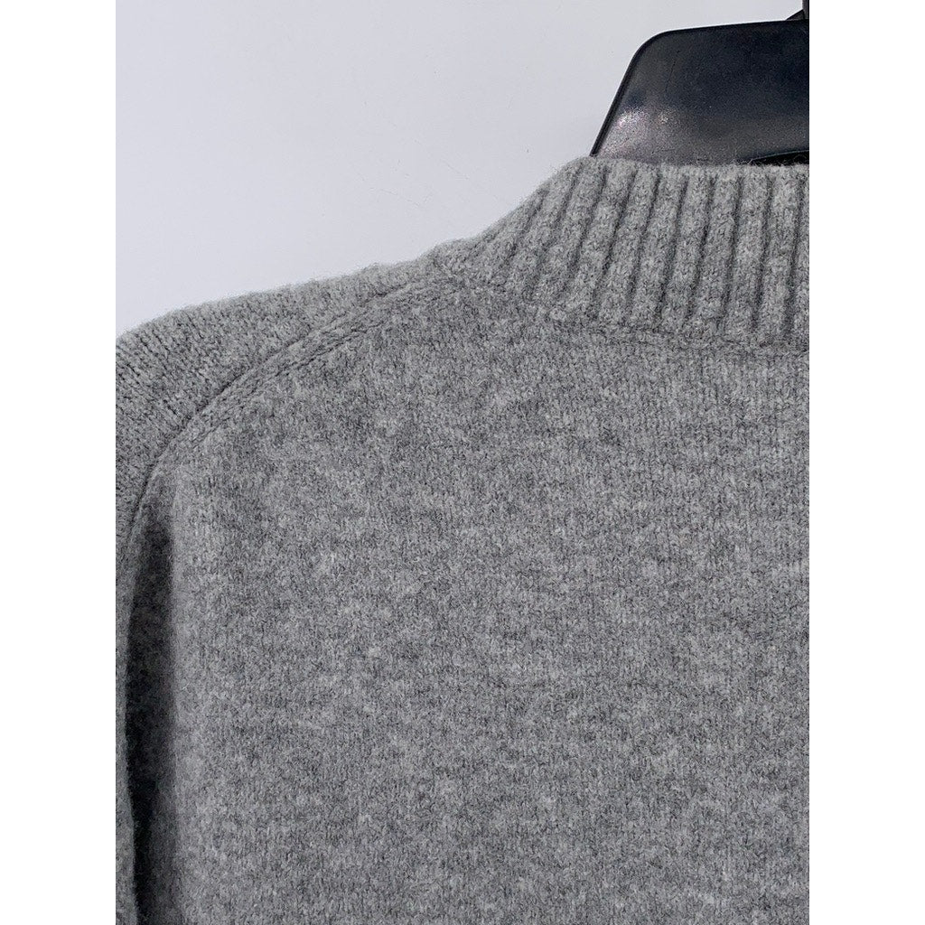 ZARA Women's Light Gray V-Neck Long Sleeve Sweater SZ XS