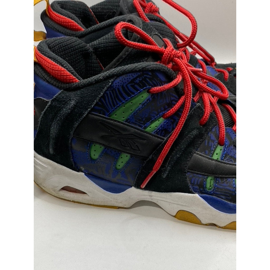 REEBOK Men's Royal Black Green Rail Mid Lace-Up Basketball Sneakers SZ 10.5