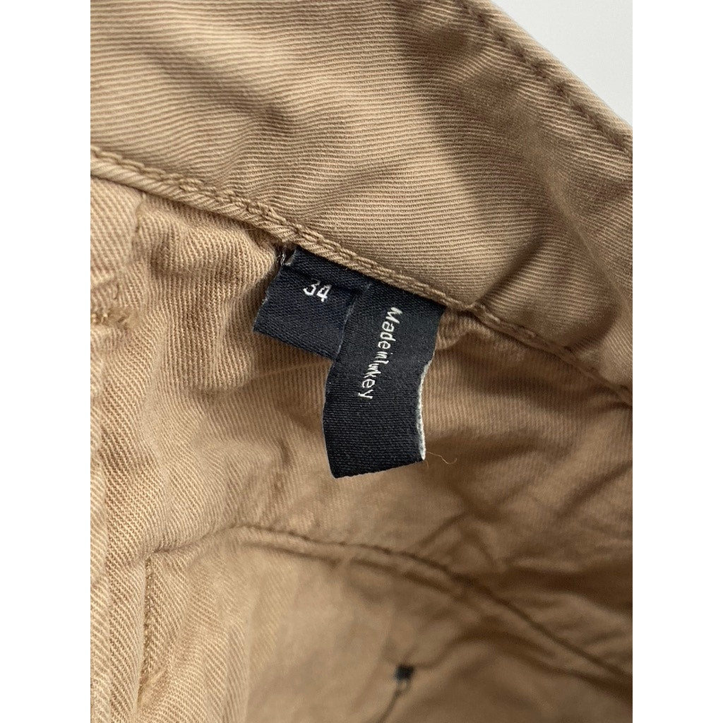 THEORY Men's Tan Brewer Patton Regular-Fit Chino Shorts SZ 34