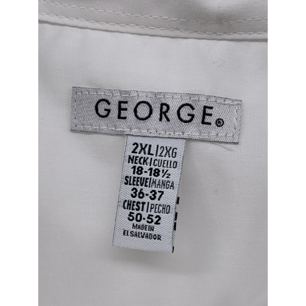 GEORGE Men's White Button-Up Long Sleeve Shirt SZ 2XL