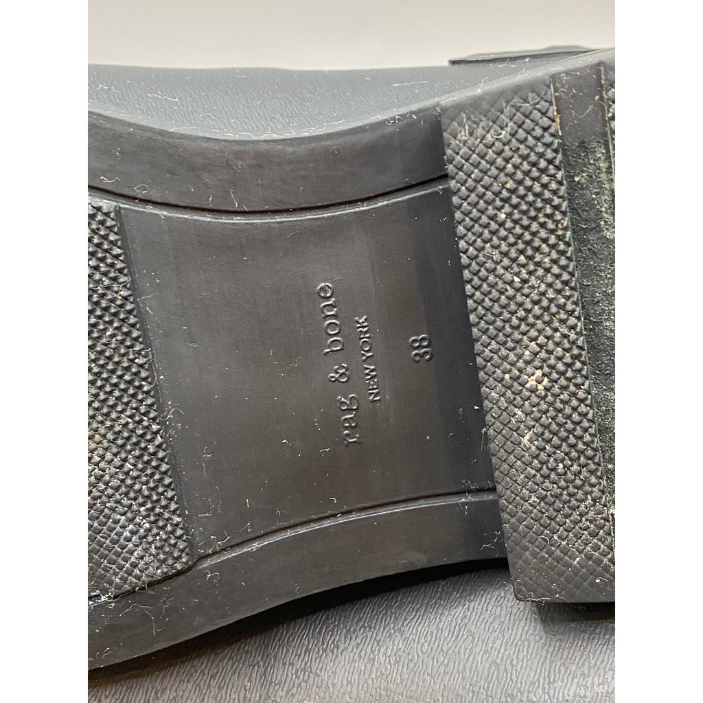 RAG & BONE Women's Black Rubber Moto Pull-On Calf Rain Boot SZ 38(US8)