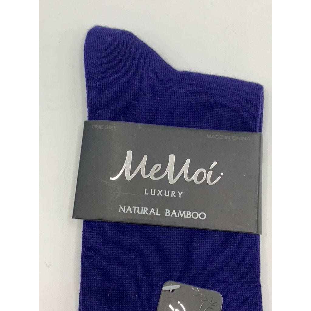 MEMOI Women's Violet Impression Knit Natural Blend Bamboo Crew Socks SZ OS