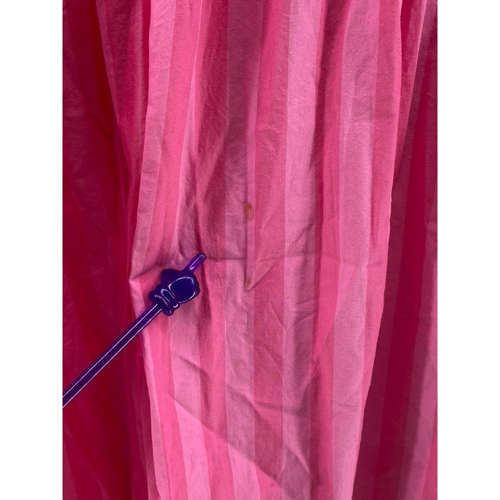 A NEW DAY Women's Pink Wide Stripe Smocked A-Line Tie-Strap Midi Dress SZ L