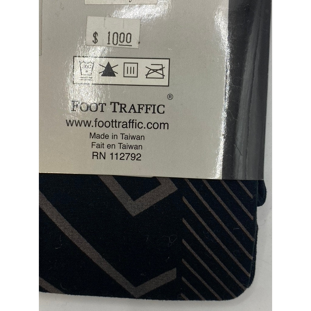 FOOT TRAFFIC Women's Black Printed Mesh-Sheer Footless Stretch Tights SZ OS