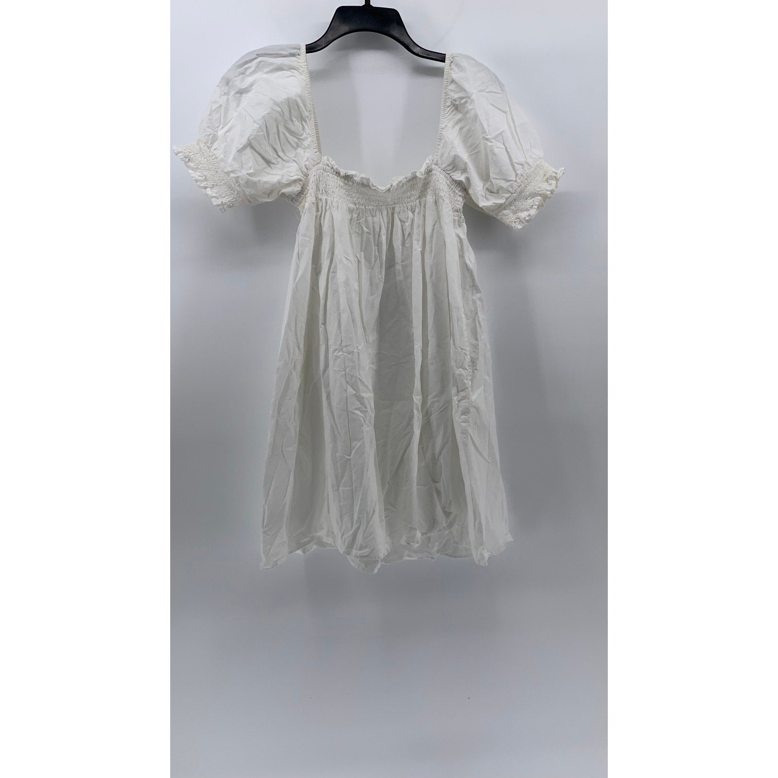 URBAN OUTFITTERS Women's White Fit & Flare Puff Straight-Neck Knee Dress SZ S