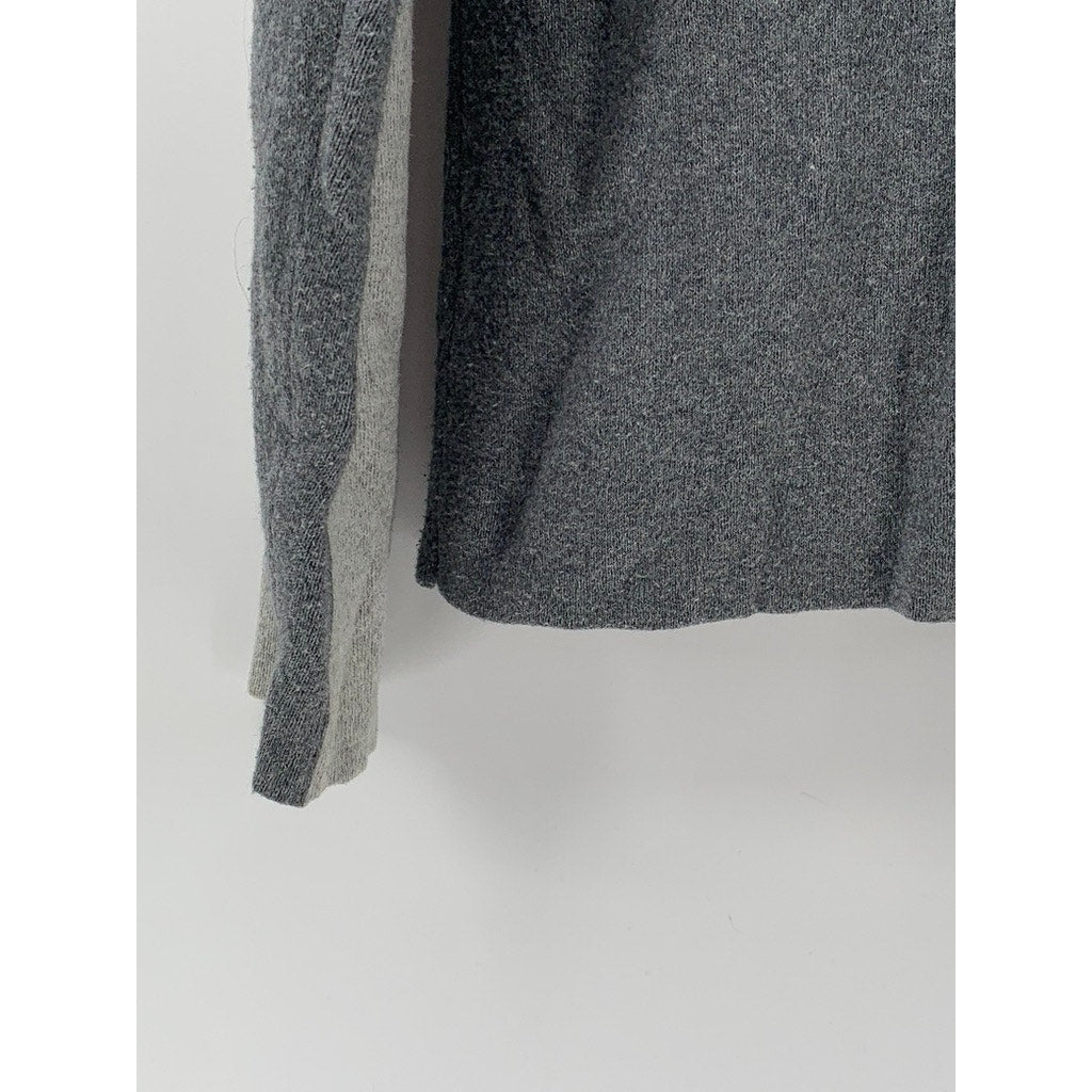 RACHEL ZOE Women's Dark-Light Gray Coloblock Knit Zip-Up Hooded Sweater SZ L