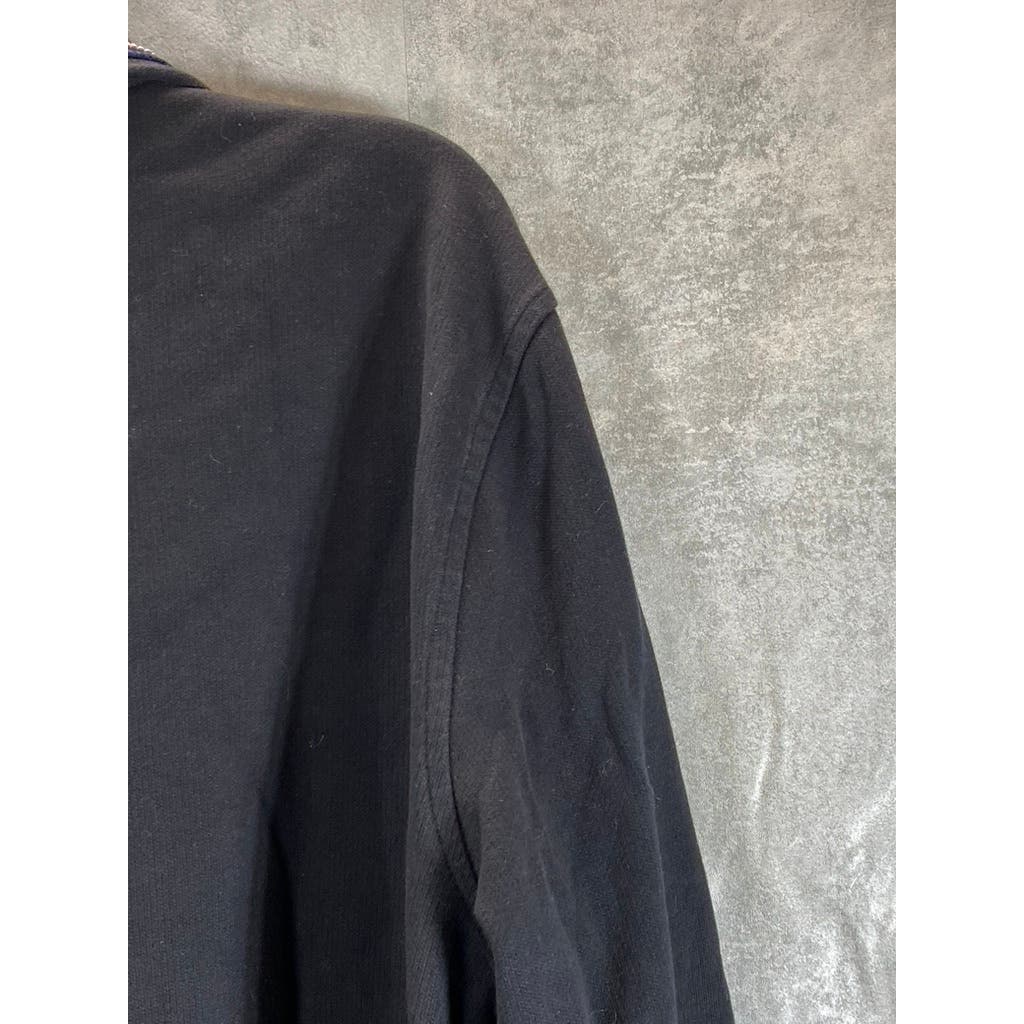 TOMMY HILFIGER Men's Black Cotton Quarter-Zip Pullover Sweatshirt SZ XL