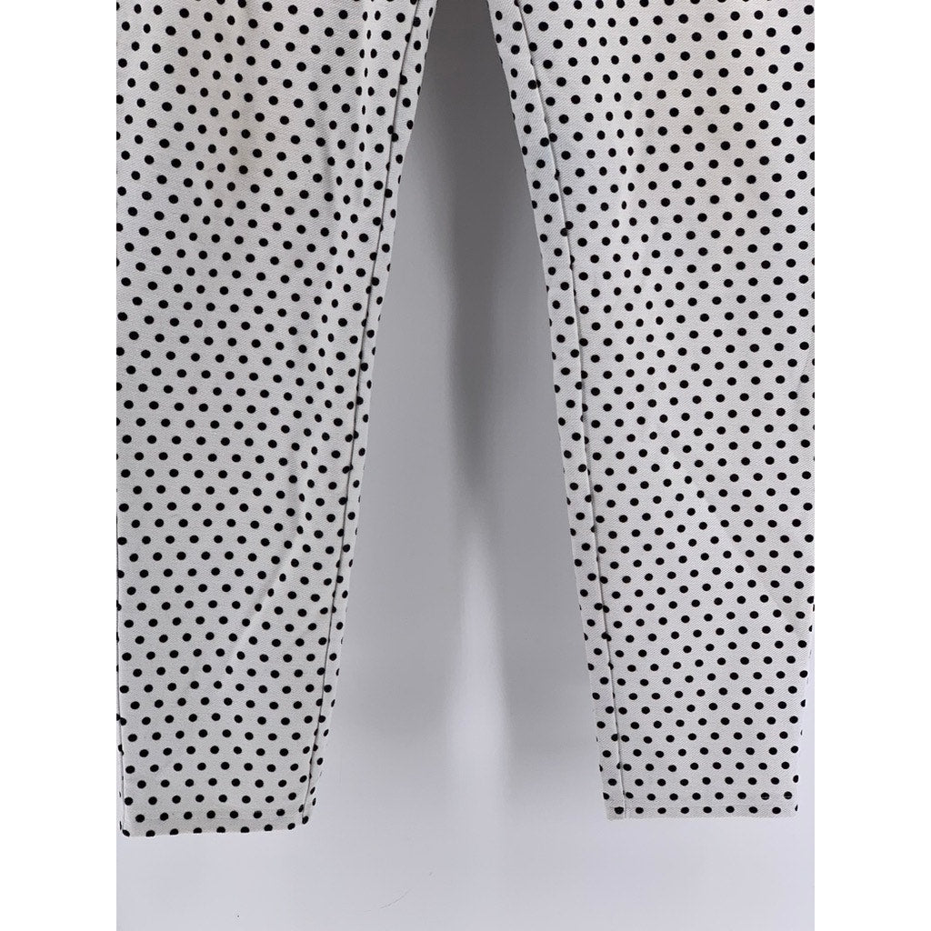UNBRANDED Women's White-Black Polka Dot Slim Leg Pants SZ S