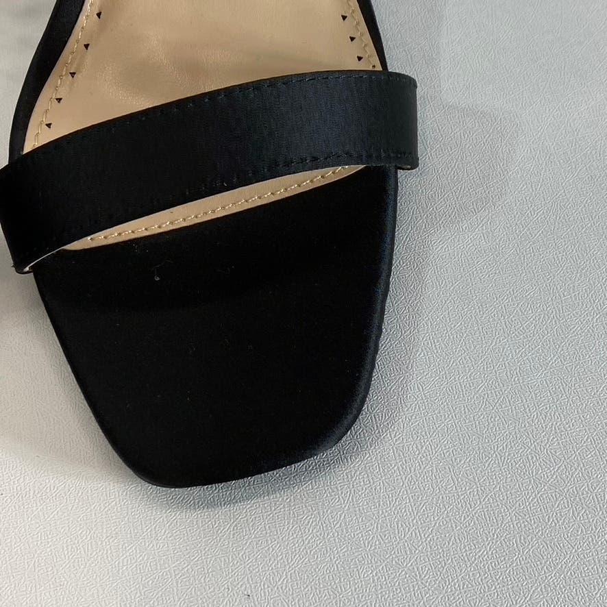 ADRIENNE VITTADINI Women's Black Rhinestone Gothic Block-Heel Sandals SZ 9.5