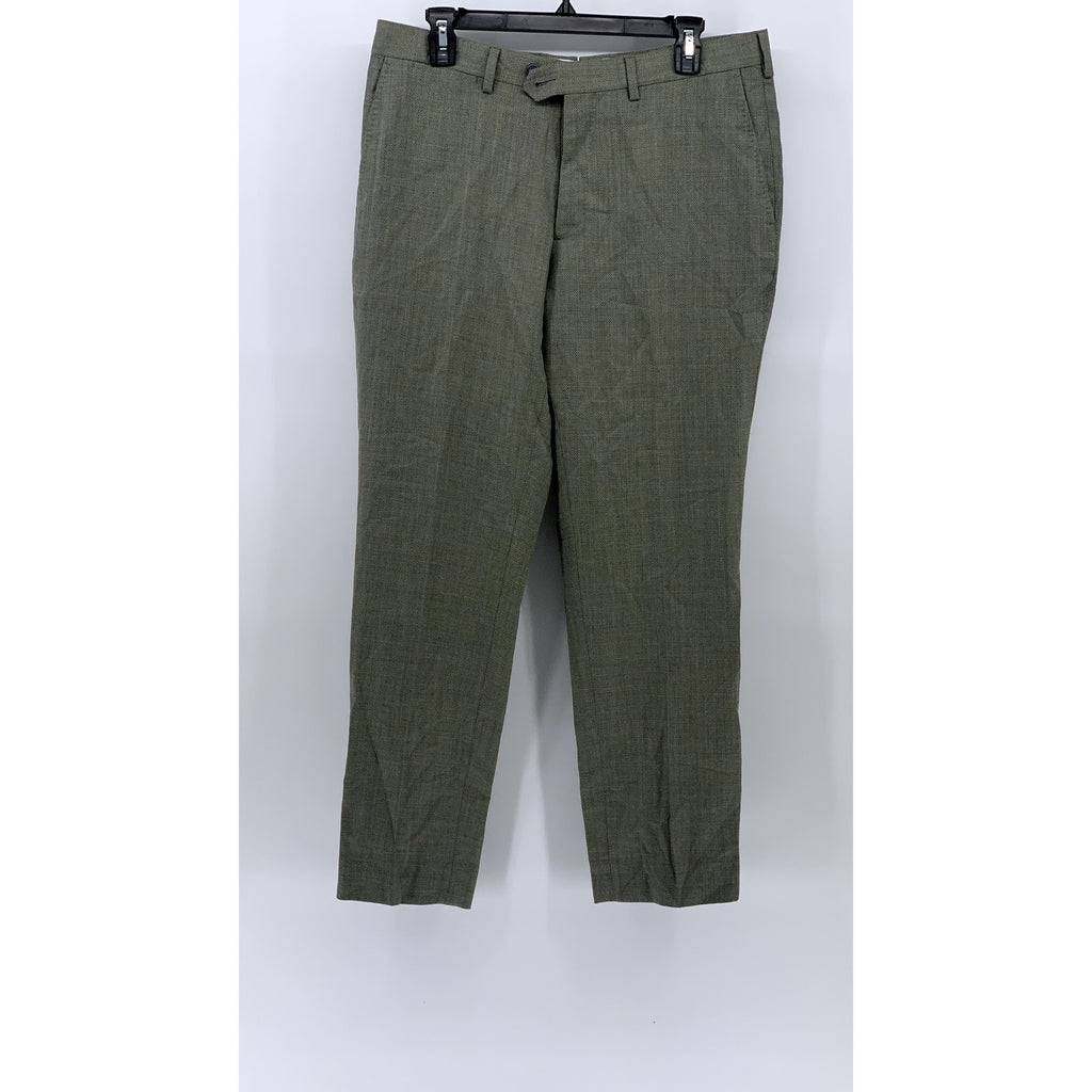 PROPER CLOTH Men's Sage Green Stretch Wool & Linen Twill Dress Pant SZ 34
