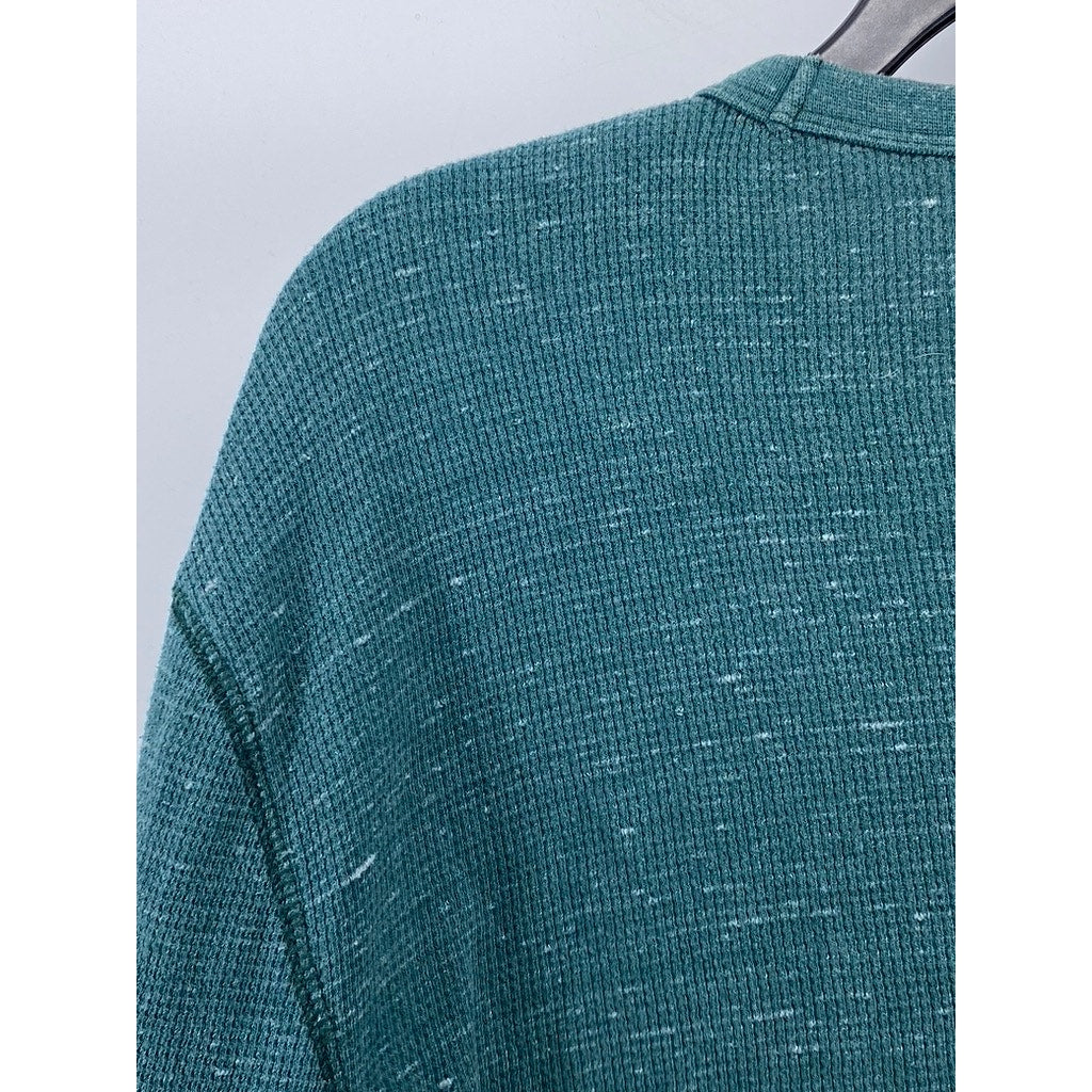 UNBRANDED Men's Green Crewneck Long Sleeve Casual Thermal Shirt SZ L