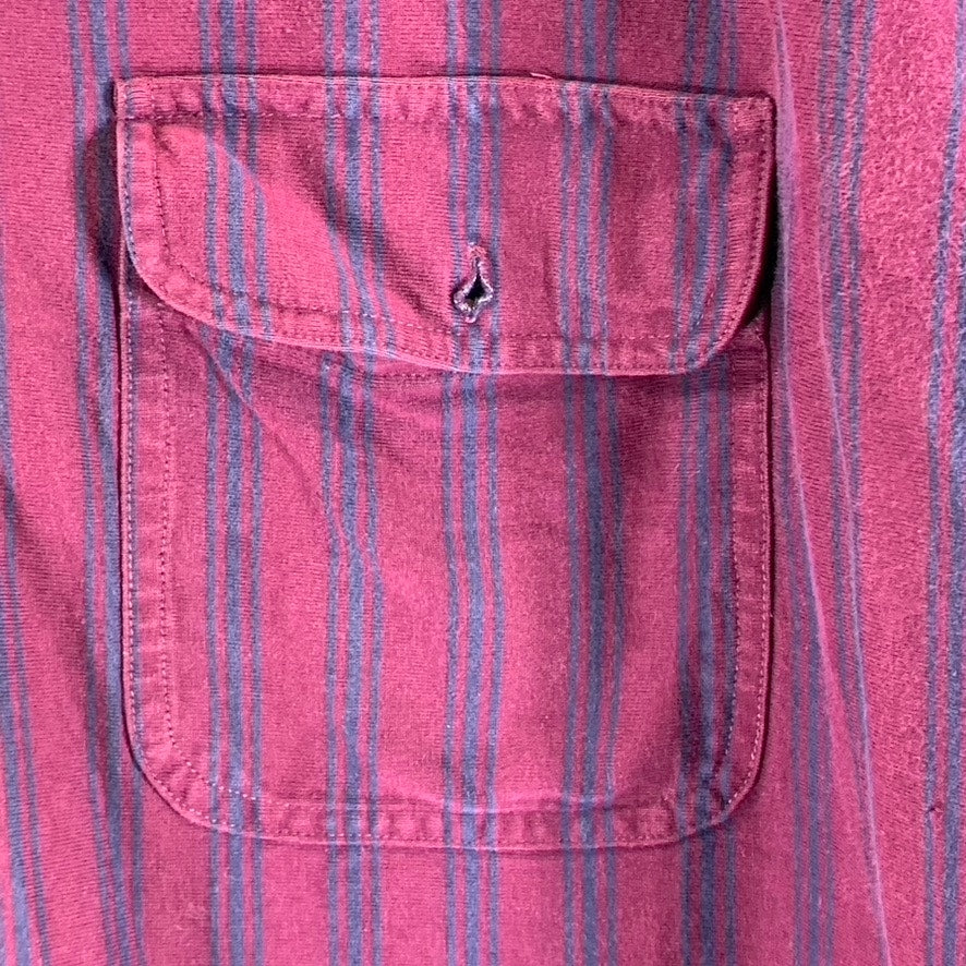 EDDIE BAUER Outdoor Outfitters Men's Wine Striped Vintage Long Sleeve Polo SZ XL