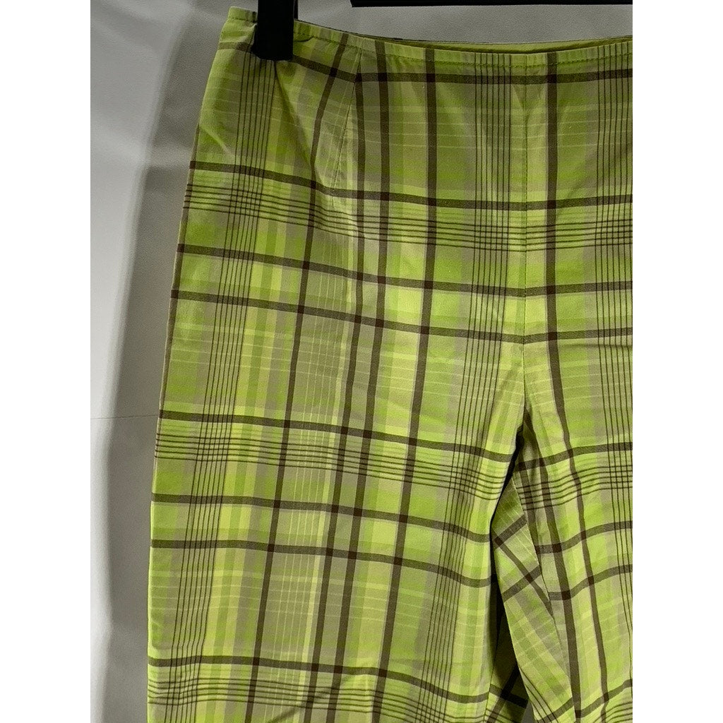 ANN TAYLOR Women's Vintage Petite Yellow/Brown Plaid Stretch Ankle Pant SZ 2P