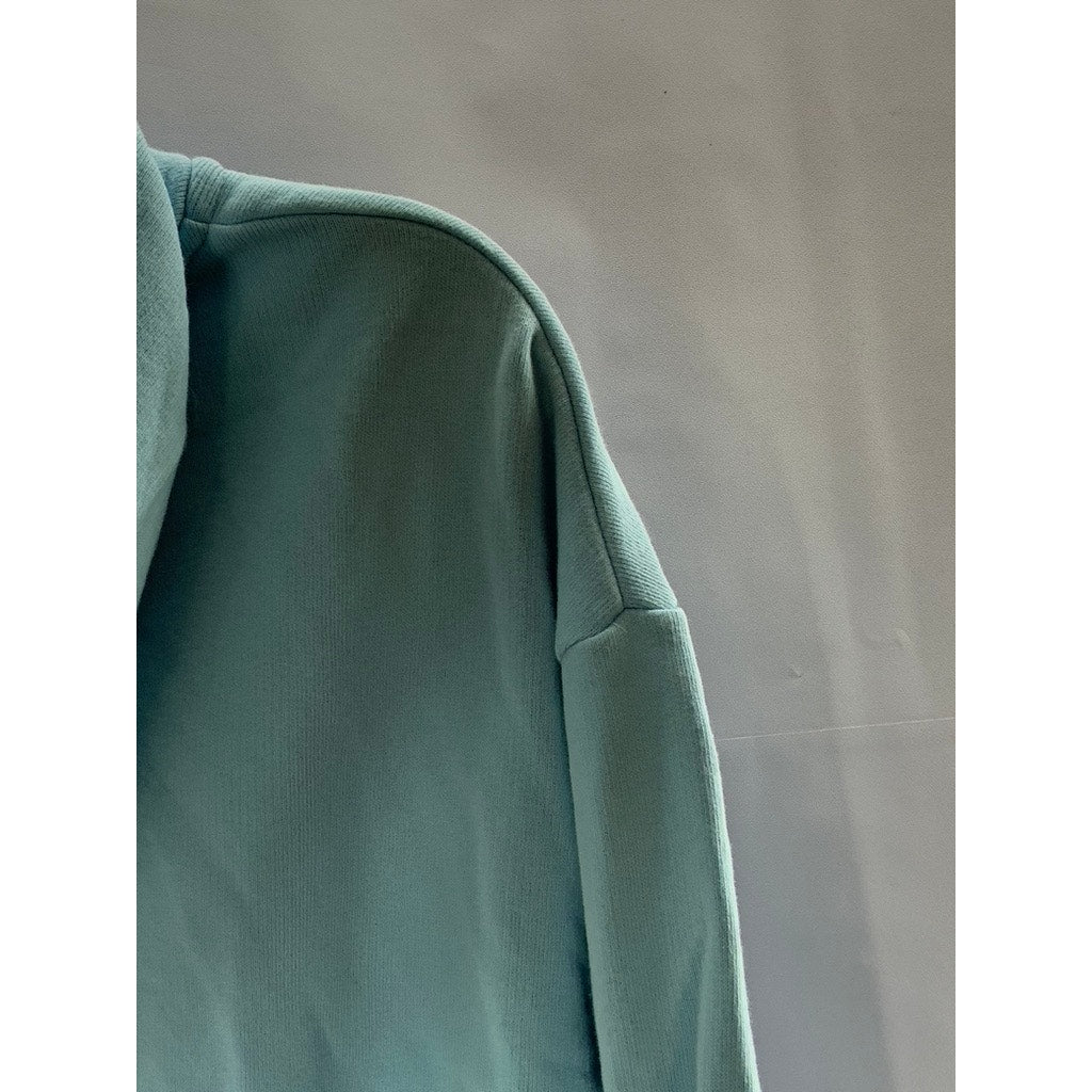 PANGAIA Women's Teal Zip-Up Hooded Organic Cotton Sweater SZ M