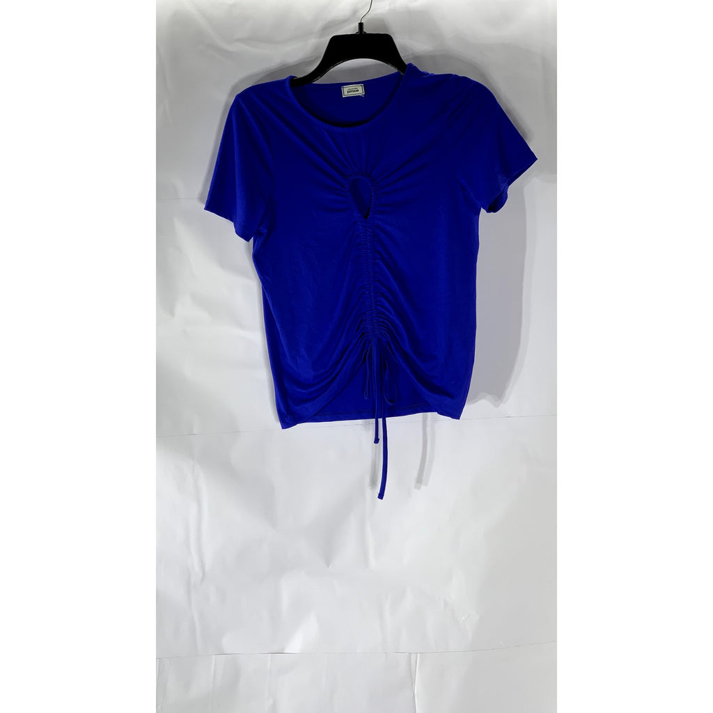 COLLECTION PIMKIE Women’s Royal Blue Cinched-Front Short Sleeve Top SZ L