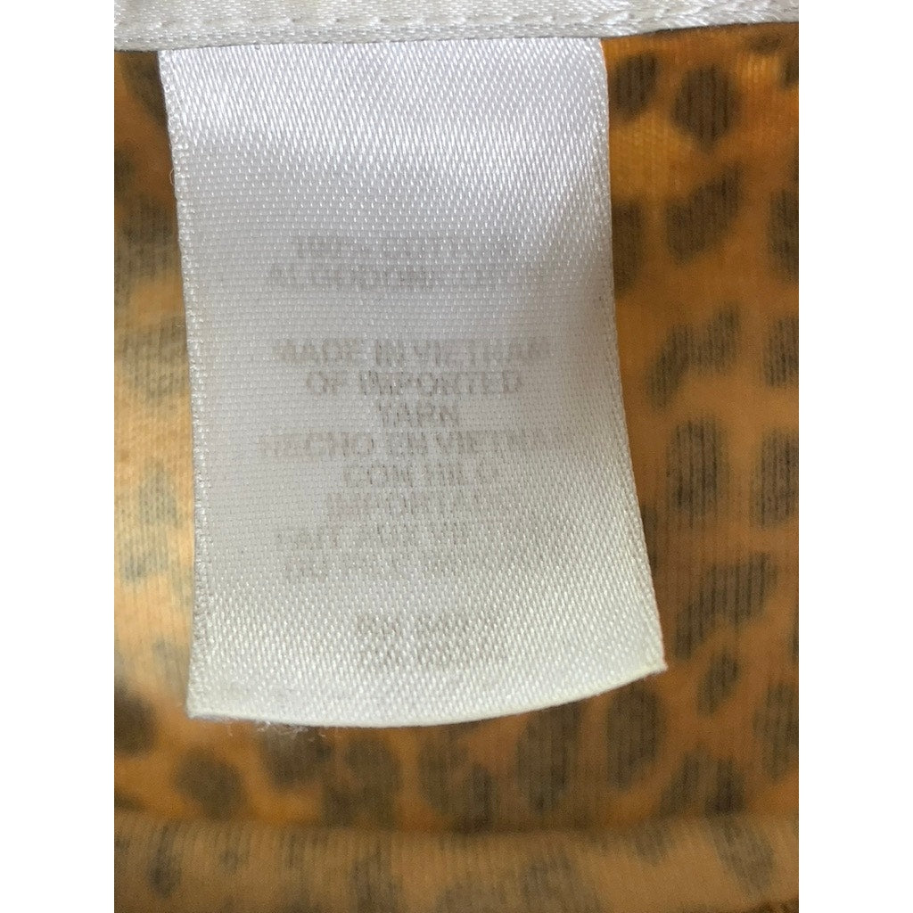JONES NEW YORK SPORT Women's Brown/Black Animal Print Mock-Neck Top SZ S