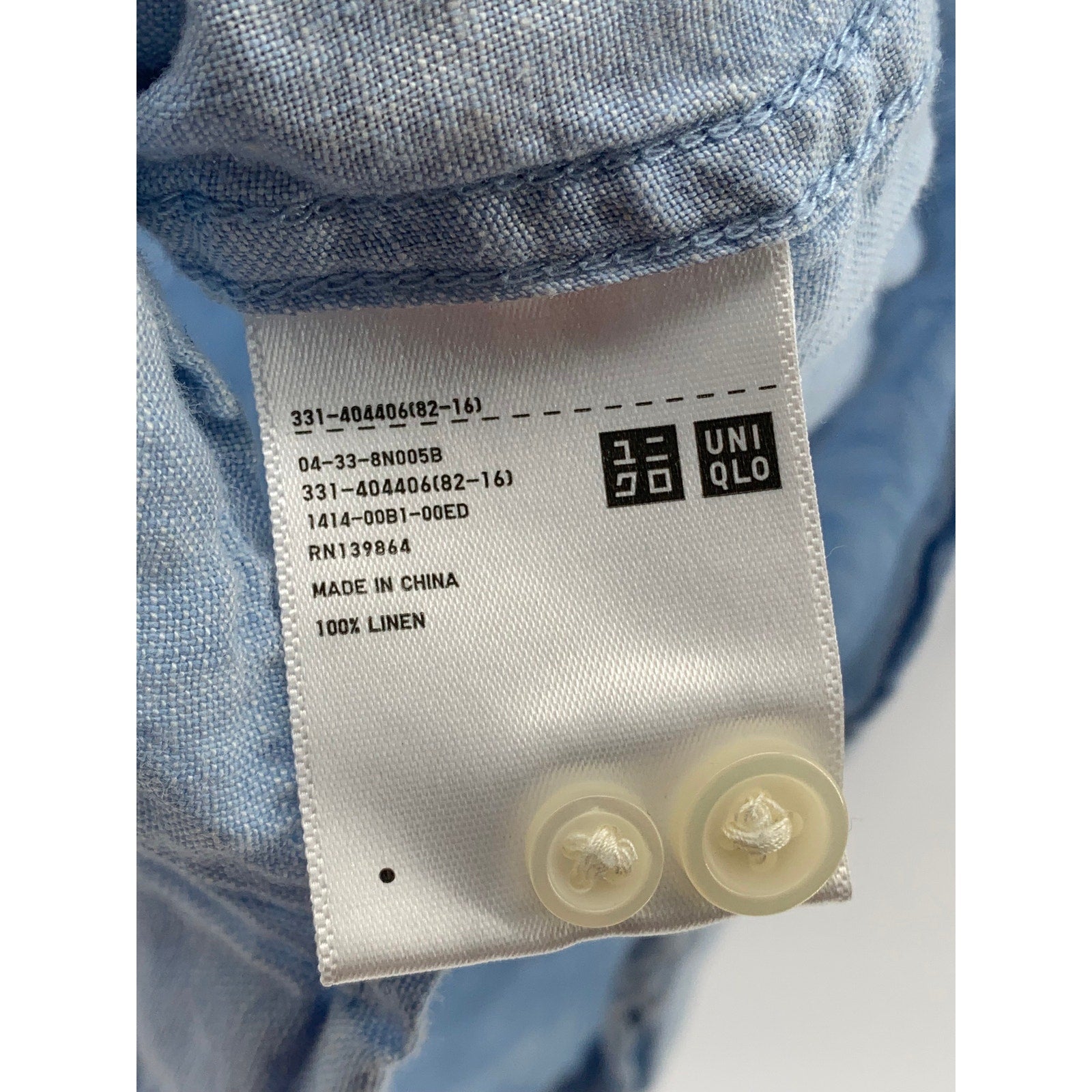 UNIQLO Men's Light Blue Linen Button-Up Long Sleeve Regular-Fit Shirt SZ XS