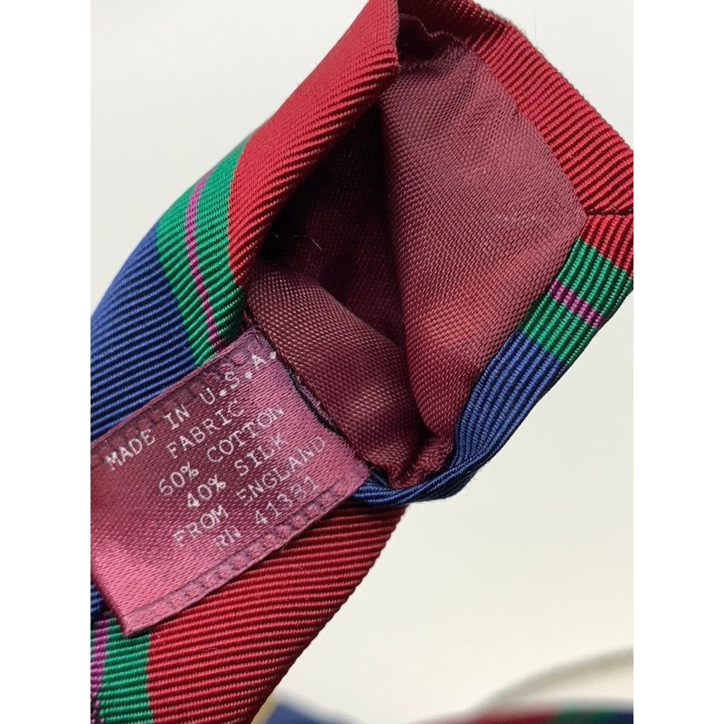 POLO BY RALPH LAUREN Men's Blue-Red-Green Striped Silk-Blend Tie SZ OS