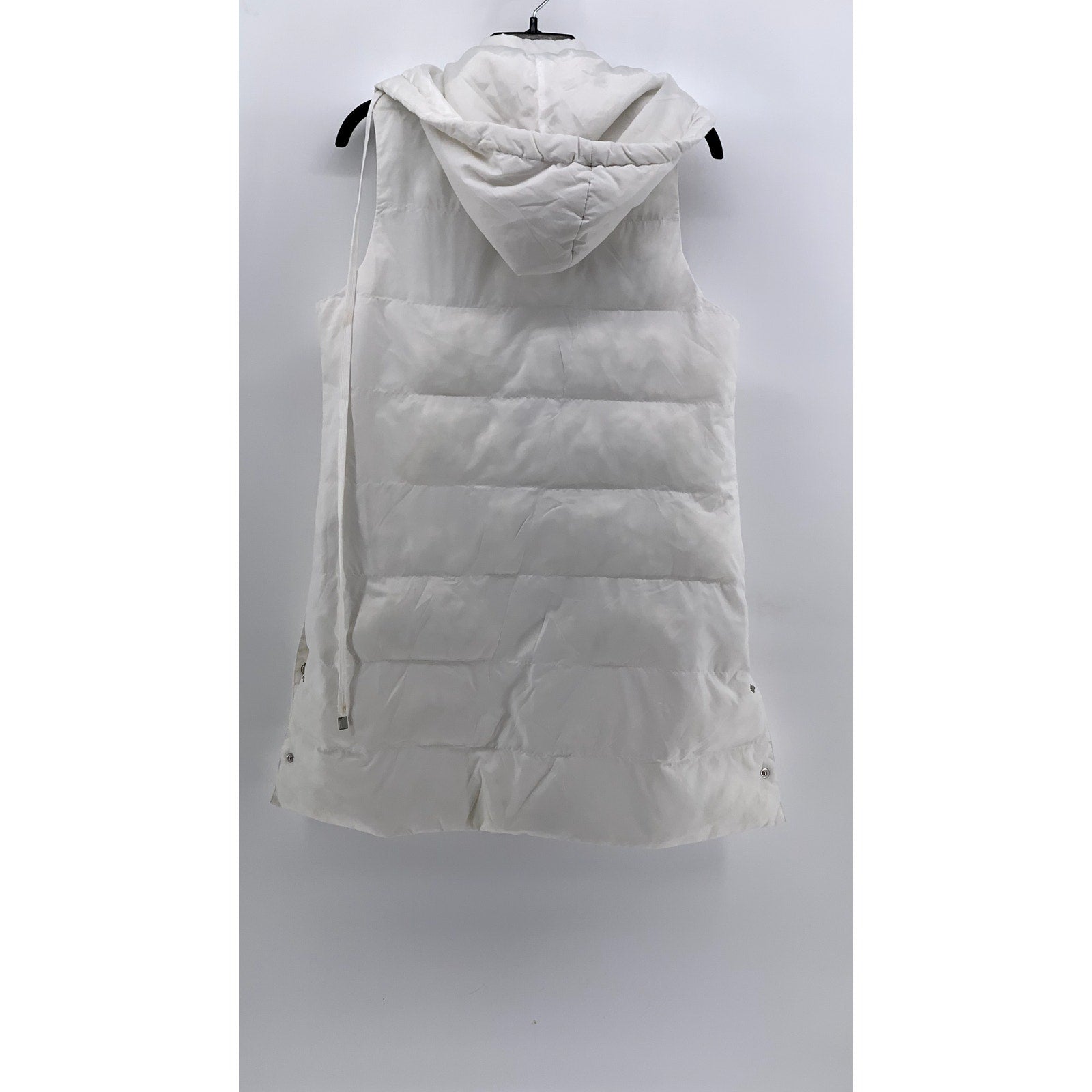 CHARLIE PAIGE Women's White Hooded Sleeveless Zip-Up Puffer Vest SZ M
