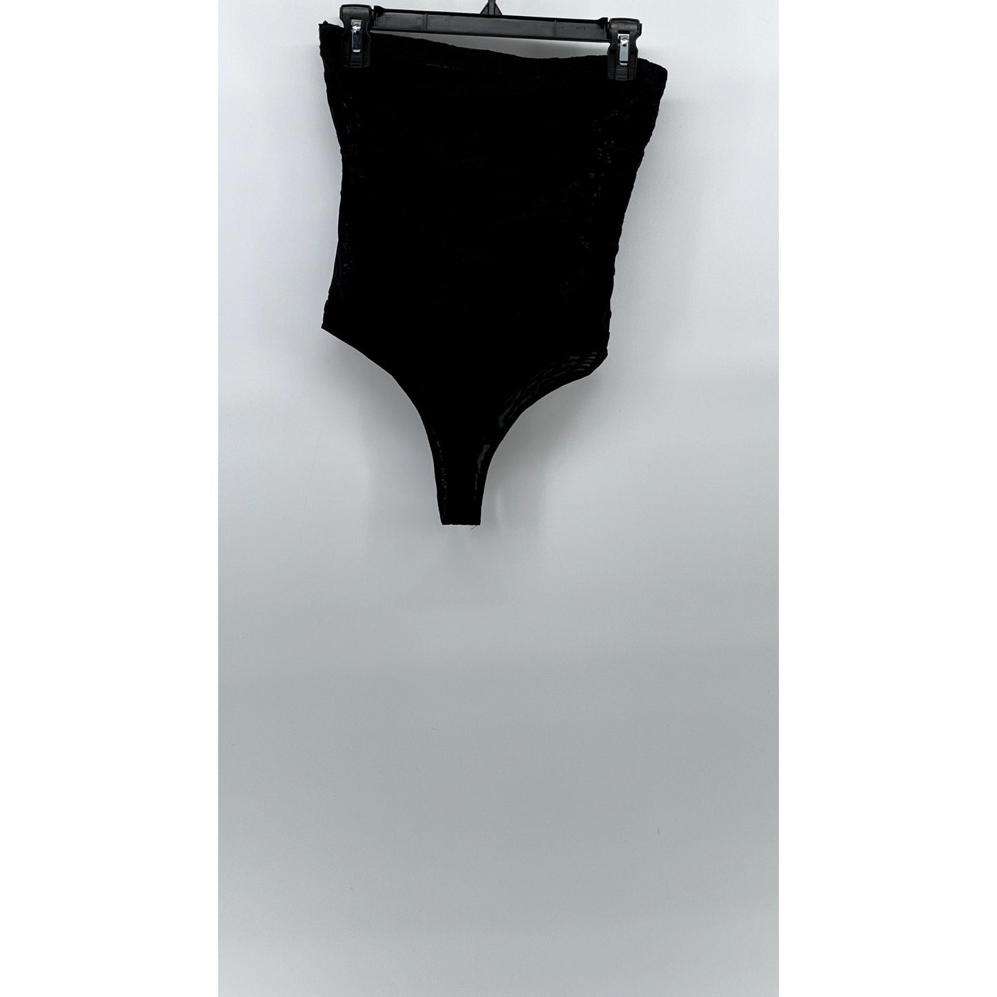 WILD HONEY Women's Black Embroidered Floral Mesh Strapless Thong Bodysuit SZ S