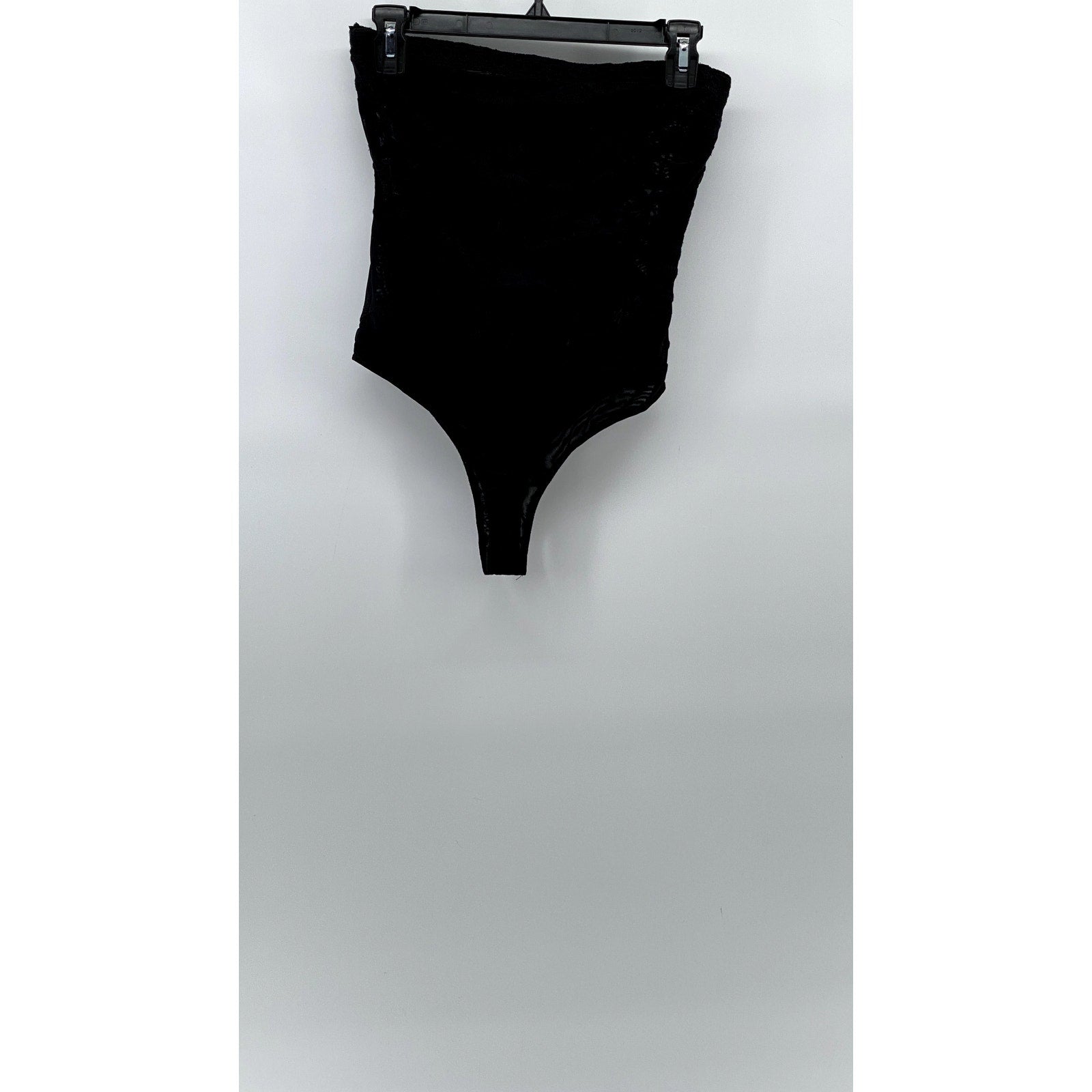 WILD HONEY Women's Black Embroidered Floral Mesh Strapless Thong Bodysuit SZ S