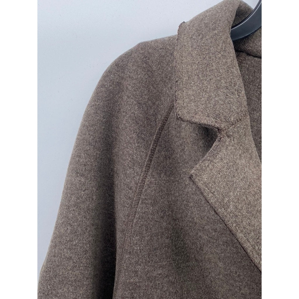 COS Women’s Brown Wool-Blend Three-Button Notch Collar Long Coat SZ S