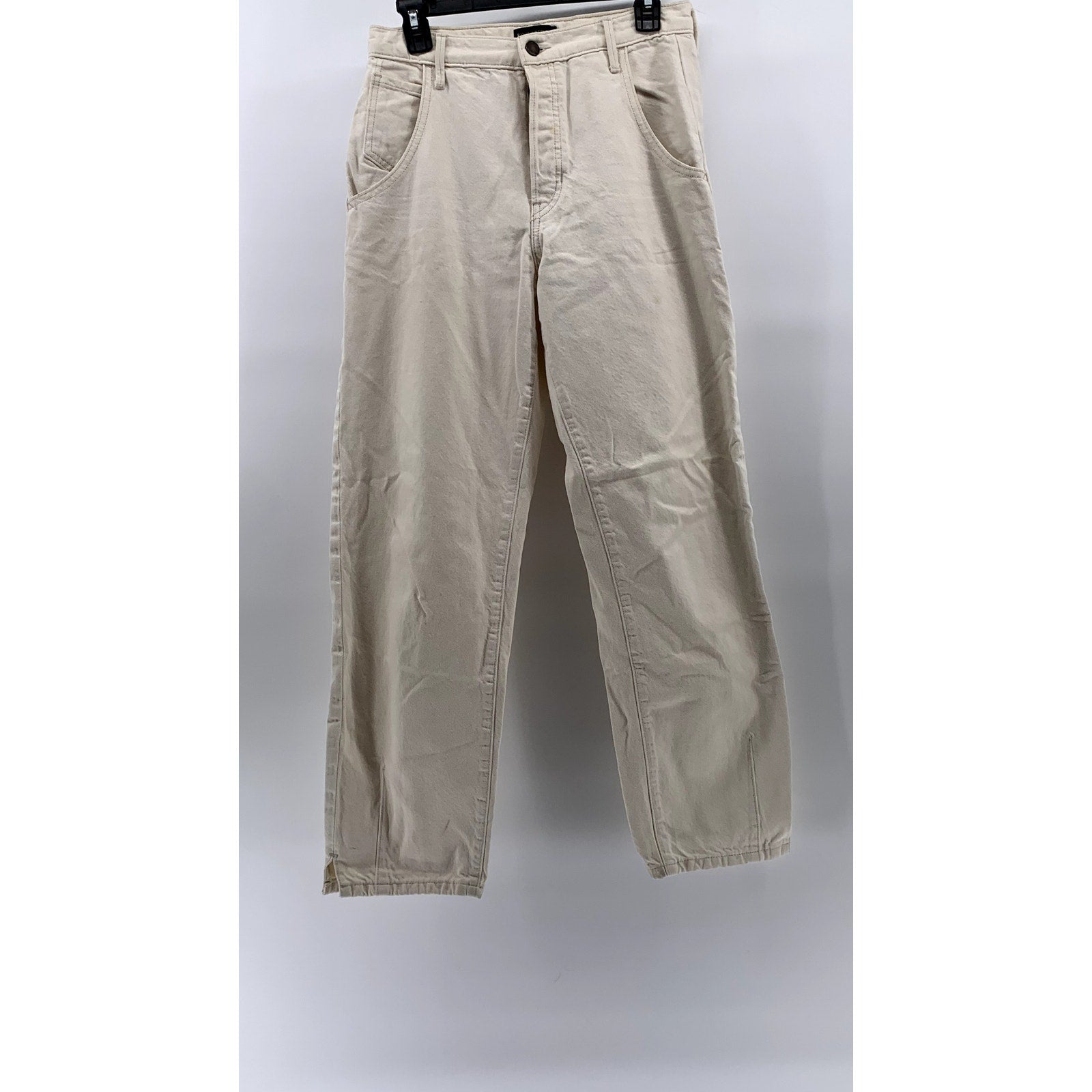 BANANA REPUBLIC Women's Cream Button-Fly High-Rise Relaxed-Fit Taper Jean SZ 27