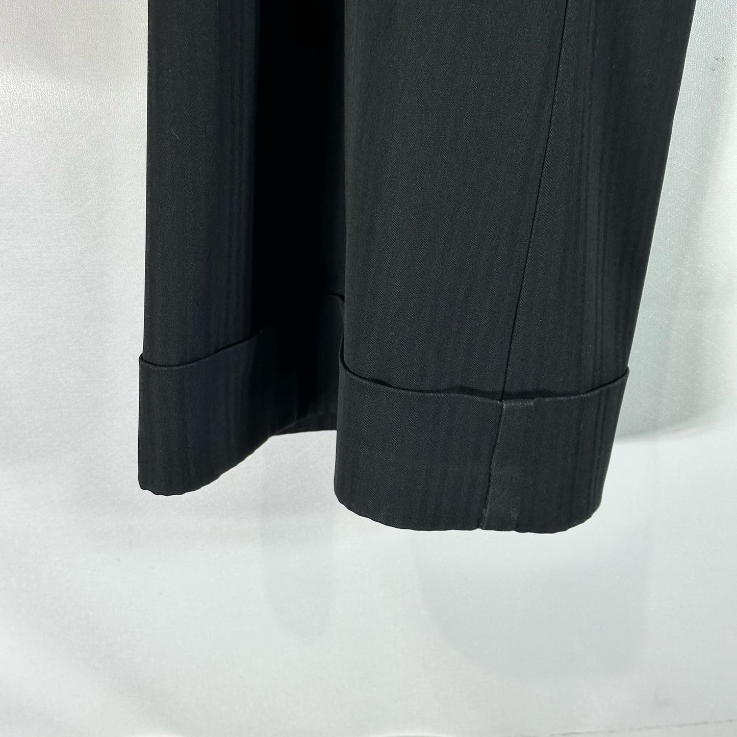 TRINA TURK Women's Black Pinstripe Cuffed Wide-Leg Pants SZ 4