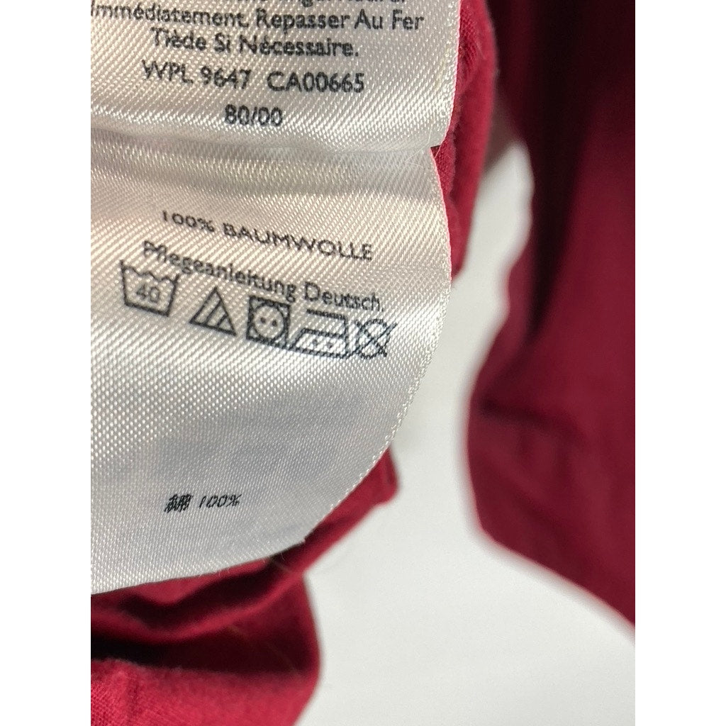 EDDIE BAUER Men's Red Cotton Regular-Fit Button-Up Long Sleeve Shirt SZ L
