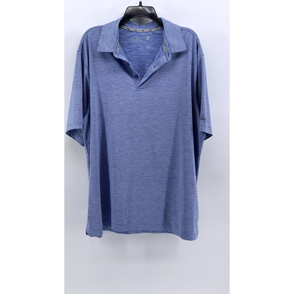 WALTER HAGEN Men's Blue Micro Striped Short Sleeve Golf Shirt SZ XL