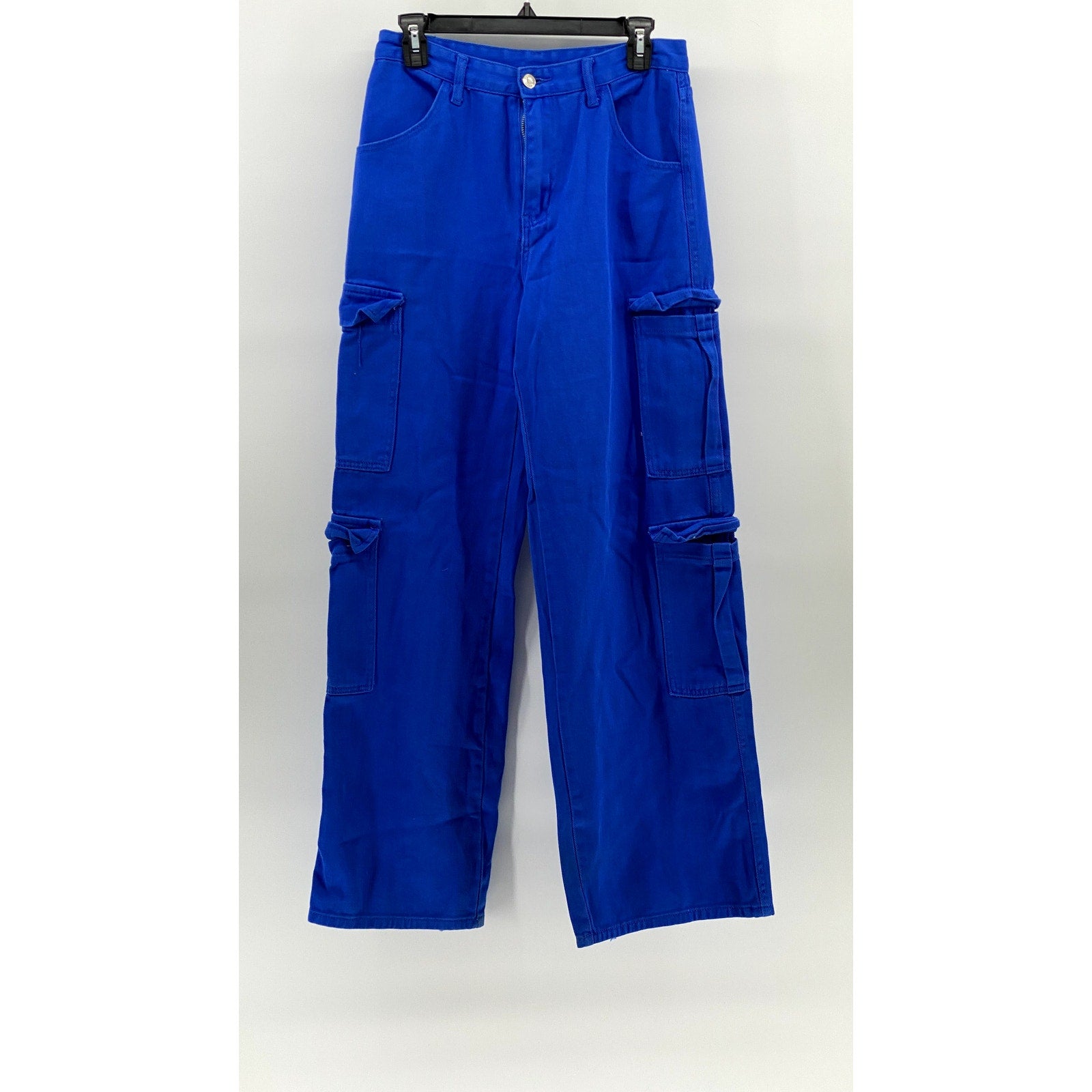 UNBRANDED Women's Royal BLUE Y2K Baggy Straight-Leg High-Rise Cargo Pants SZ 29