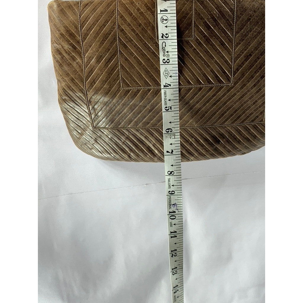 REVA Women's Brown Ribbed Faux Leather Round Cross Body Bag