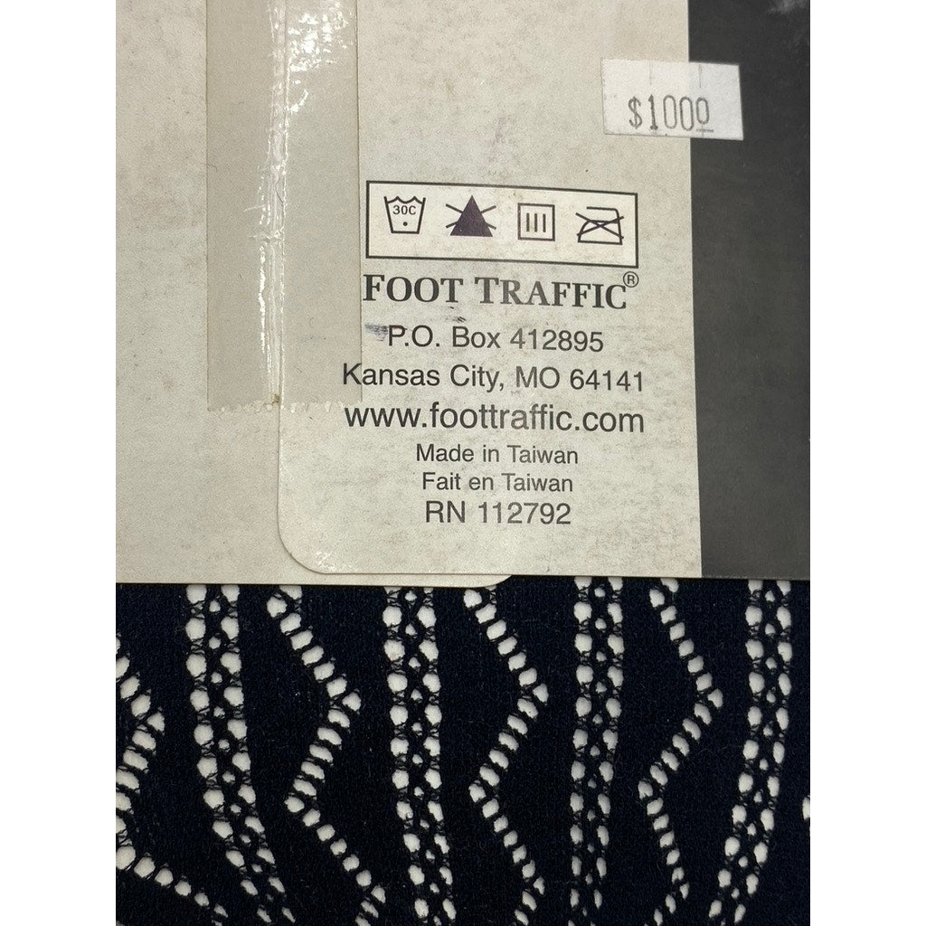 FOOT TRAFFIC Women's Black Cutout Stretch Pull-On Knee High Socks SZ OS