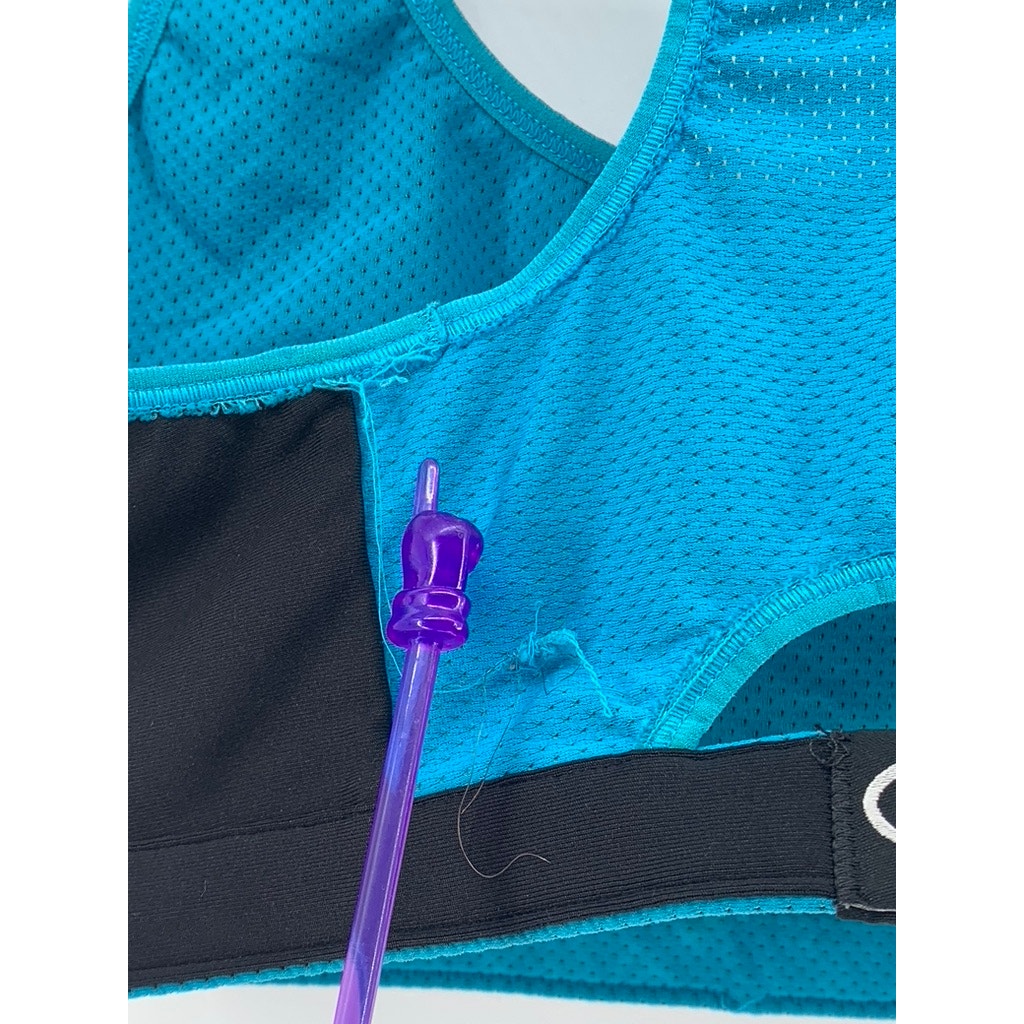 CHAMPION Women's Blue-Black Reversible Racer-Back Sports Bra SZ S