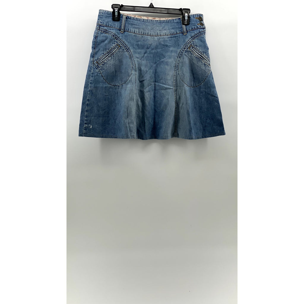 BILLABONG Women's Blue Denim Side-Button Low-Rise A-Line Mini Skirt SZ S