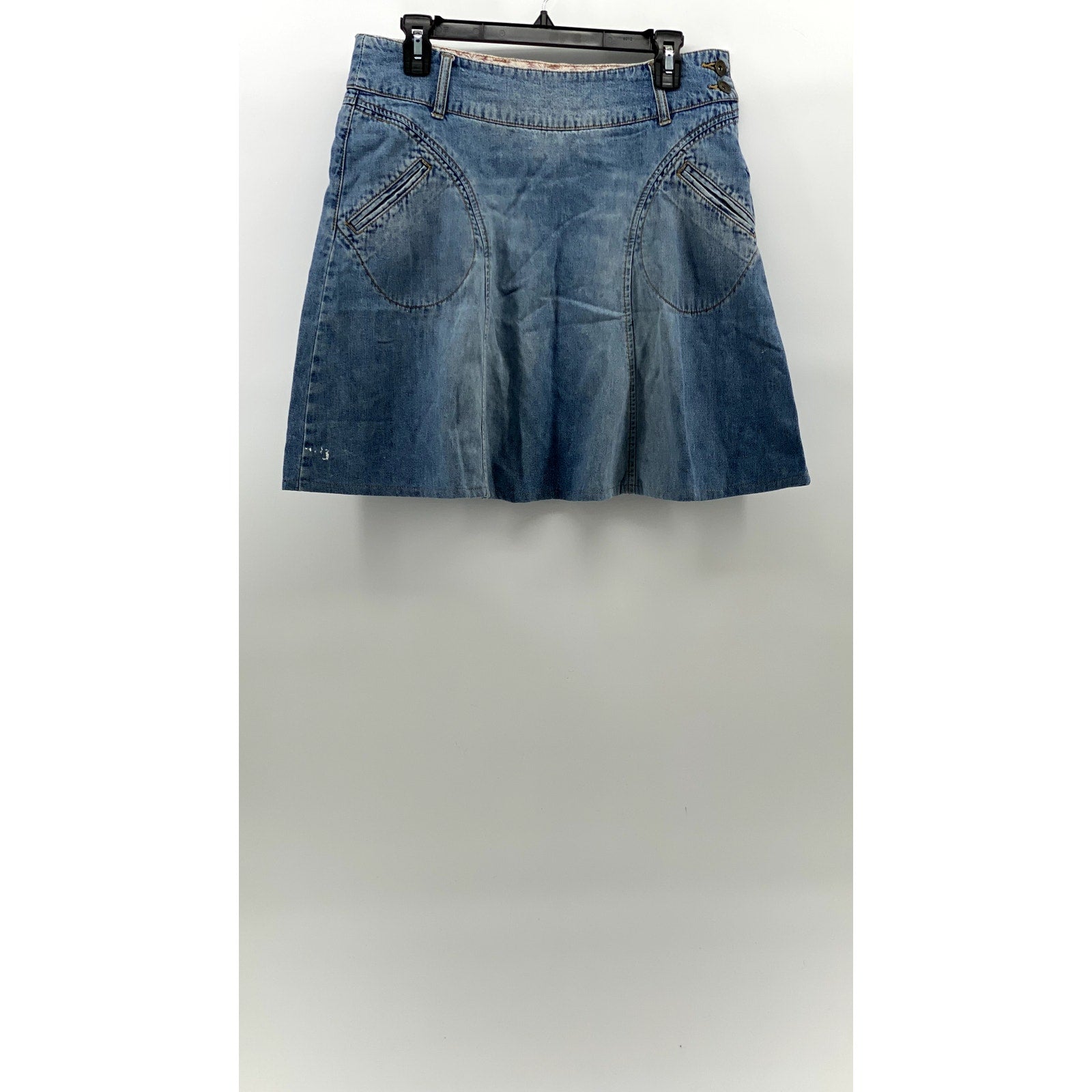 BILLABONG Women's Blue Denim Side-Button Low-Rise A-Line Mini Skirt SZ S