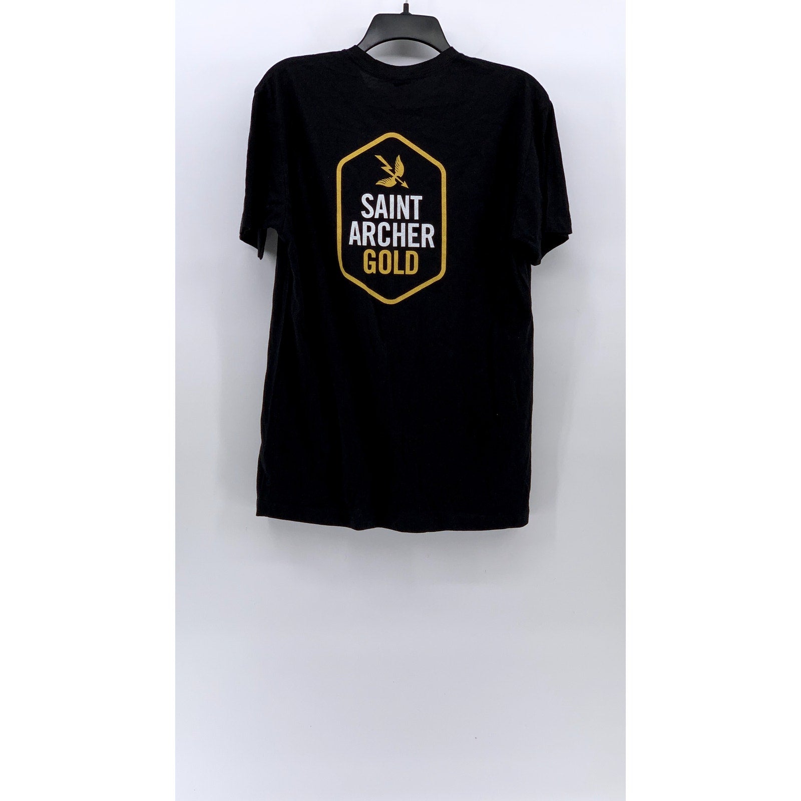 NEXT LEVEL APPAREL Men's Black Saint Archer Gold Crewneck Casual T-Shirt SZ M
